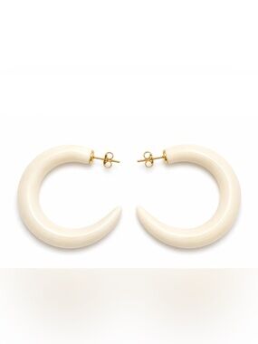 Anthropologie Chunky Hoop Ring Ivory Gold Metal Statement Jewelry